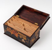 A rare Australian pokerwork desk tidy, circa 1920s, ​​​​​​​15cm high, 26cm wide, 13cm deep - 2