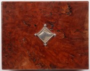 V.R.C. SPRINT CLASSIC, FLEMINGTON, 10th NOVEMBER 2018: Australian red gum presentation box adorned with silver plaque and decoration, bearing maker's label to base "Peter Gertler, Gold & Silversmith", 19.5cm wide - 3