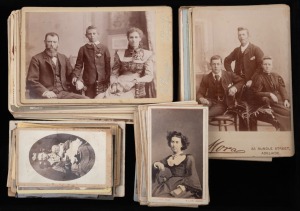 [SOUTH AUSTRALIAN INTEREST] Collection of antique photographs including tin type, carte-de-visite and cabinet portrait examples, (77 items)