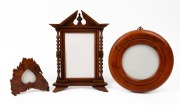 Three assorted Australian timber picture frames, huon pine, cedar and musk, 20th century, ​​​​​​​the largest 33cm high overall