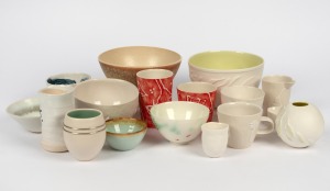 AUSTRALIAN CERAMICS: vases, bowls, jugs, etc, including fine quality white porcelain by TIM WINTER, (17 items), the largest 11cm high.