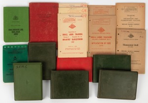 WW2 period field manuals and notebook, including "Small Arms Training .303-inch Machine Gun", "Bayonet", "Apllication Of Fire" and others, (qty)