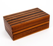A vintage Australian timber sample wood box with lift-out tray, mid 20th century, 11cm high, 30cm wide, 17cm deep