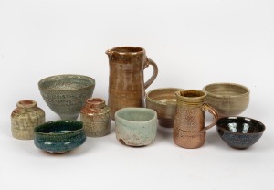 Assorted studio pottery bowls and jugs, makers including JANET MANSFIELD, DON COURT, FERGUS STEWART, PAUL DAVIS and others, (10 items), the largest 22cm high