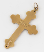 WILLIAM DRUMMOND of Melbourne antique 9ct gold cross pendant, set with a red stone, 19th/20th century, 4.5cm high, 1.9 grams. - 2