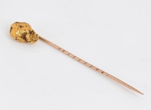 An antique Australian natural gold nugget stickpin, 19th century, 5.5cm high, ​​​​​​​2.5 grams total.
