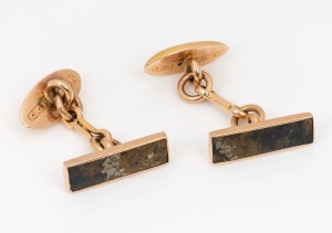 A pair of antique Australian 15ct gold cufflinks inset with quartz ore specimens, circa 1900, ​​​​​​​3.8 grams total.