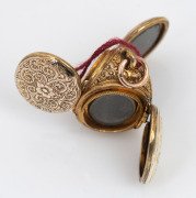 An unusual antique yellow gold triple door locket, made to house six images, circa 1870, ​​​​​​​2.3cm high, 6.6 grams total. - 2