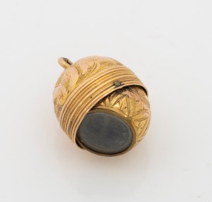 An antique 15ct gold swivel ball style pendant locket, circa 1870, ​​​​​​​2.4cm high, 4.8 grams.