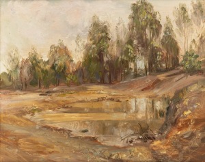 NEIL DOUGLAS (1911-2003), (water hole), oil on board, signed lower right "Neil Douglas", 47 x 58cm, 59 x 70cm overall.