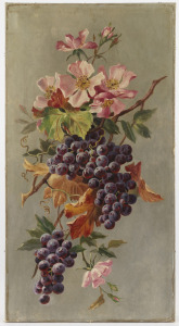 ARTIST UNKNOWN, (clematis with wild rose), oil on canvas, 65 x 35cm.