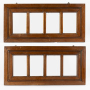 A pair of Australian cedar picture frames, circa 1900, each designed to house four cabinet portrait size photographic images, 28 x 59cm each overall.