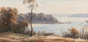 LEON HANSON (1918-2011), Neilson Park, Sydney Harbour, oil on board, signed lower left "Leon Hanson", 30 x 60cm, 50 x 80cm overall.