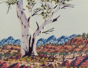 JOHN LANDARA (1953 - ), Hermannsberg School, watercolour, signed lower left "John Landara", ​​​​​​​26 x 35cm, 39 x 49cm overall.