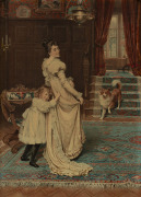 An antique chromolithograph titled "Hide & Seek" (Supplement from The Australasian), housed in an attractive antique Australian cedar and red pine frame, 19th century, 85 x 66cm overall, internal 64 x 45cm - 2