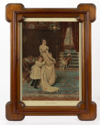 An antique chromolithograph titled "Hide & Seek" (Supplement from The Australasian), housed in an attractive antique Australian cedar and red pine frame, 19th century, 85 x 66cm overall, internal 64 x 45cm