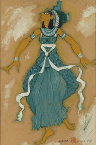 GEOFFREY GOLDIE (1921-2007), Indian Dance Production - Isis, watercolour and gouache, signed lower right "Goldie, '88", 50 x 33cm, 70 x 54cm overall