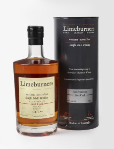 LIMEBURNERS Western Australian Single Malt Whisky, Non Chill Filtered, Cask Strength Port Cask 61%, barrel M311, bottle No. 114/220, 700ml, (one bottle)