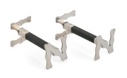 FRANK GRADY (attributed) of Wellington pair of antique New Zealand silver and greenstone "N.Z." knife rests, 19th/20th century, stamped with registration number, 4cm high, 7.5cm wide.