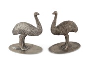 STEWART DAWSON pair of Australian silver plated emu ornaments, 19th/20th century, ​​​​​​​9cm high.