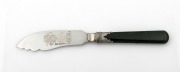 JOHN HISLOP of Dunedin, fine quality antique New Zealand greenstone and silver knife with engraved decoration and dedication "SILVER WEDDING, May 13th 1900", stamped "HISLOP, ST. SILVER", 20cm long. - 2