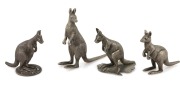 Four assorted silver plated kangaroo ornaments by STEWART DAWSON & Co. and STOKES & SONS of Melbourne, (one not marked), early 20th century, ​​​​​​​the largest 9.5cm high.