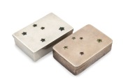 Two Australian silver vesta cases with Southern Cross motif in coloured paste stones, early 20th century, one stamped "HARDY BROS. STERLING SILVER", ​​​​​​​6cm wide, 113 grams total.