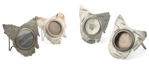 Four assorted antique map of Tasmania souvenir picture frames, silver and silver plate, 19th/20th century, ​​​​​​​the largest 10cm high.