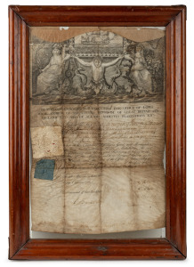 A signed and sealed July 1813 "Letter of Marque" issued to Thomas Boyle, Master of the City of Limerick, a privateer during the Anglo-American War of 1812-15. Issued on behalf of the Office of Lord High Admiral, the document permits the ship to proceed to