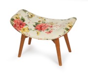 FEATHERSTON Contour vintage Australian footstool with floral vinyl covering, circa 1957, 42cm high, 61cm wide.