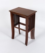 A nest of three fine quality fiddleback blackwood occasional tables, most likely from the workshop of Harry Goldman or ROJO, early 20th century, the largest 66cm high, 46cm wide, 31cm deep. - 2