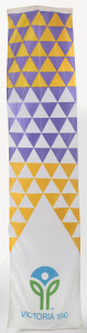 150TH ANNIVERSARY OF VICTORIA: Hanging banner, produced for the 1984 anniversary celebrations, featuring the words "Victoria 150" and the anniversary logo, 80 x 330cm.