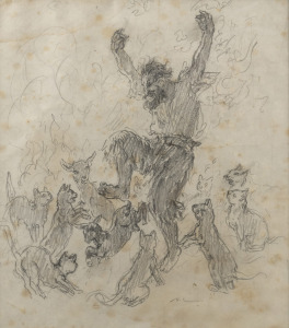 NORMAN LINDSAY (1879-1969), I.) Soldier of Fortune, II.) The Robbers, III.) Dance, pencil on paper, two signed "N. L.", each titled on affixed piece with accompanying Bloomfield Gallery certification, the largest 26 x 29cm