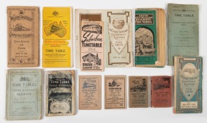 TASMANIA/SOUTH AUSTRALIA/WESTERN AUSTRALIA: Group of thirteen timetable books and pamphlets, comprising 1927 Tasmania, 1923/1936/1941/1944 South Australia, 1918/1923/1925/1934 Western Australia together with three suburban timetables, and 1925 Trans-Austr