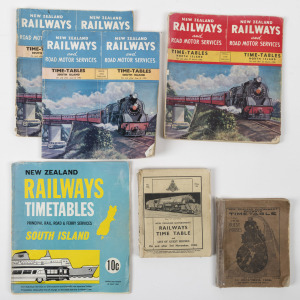 NEW ZEALAND: Group of six timetable books, comprising 1935 and 1940 North and South Island, 1953 South Island (2), 1955 North Island, and 1967 South Island.