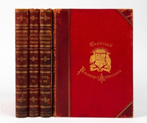 CASSELL'S PICTURESQUE AUSTRALASIA edited by E.E. Morris, [London, Paris, New York, Melbourne, 1886], four volume set with red hardcover half morocco with embossed gilt coat of arms and lettering to the spines.