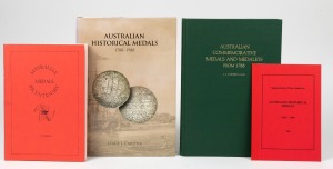 AUSTRALIAN MEDALS: "Australian Historical Medals, 1877-1888", "Australian Commemorative Medals and Medalets From 1788" (with supplementary price guide), plus a paper bound volume "Australian Bicentenary Medals", (4 items).