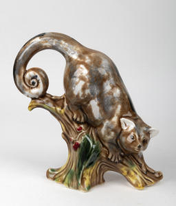 HUNTLEY pottery ringtail possum statue, stamped "Huntley Pottery, Made In Bendigo, Australia", ​​​​​​​24cm high.
