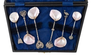 436 · FEDERATION set of six Australian silver and shell spoons in fitted box, by William Gallimore & Sons, who are known to have produced silverware, though they appear not to be linked to any government-controlled assaying in Australia, circa 1900, the box 23cm wide.