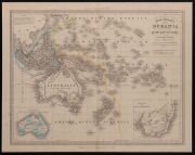 Seven assorted antique mounted maps and engravings focusing on Australia and the South Pacific, 19th century, - 3