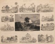 Seven assorted antique mounted maps and engravings focusing on Australia and the South Pacific, 19th century, - 6