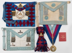 MASONIC INTEREST. Antique and vintage regalia and assorted medals, many in gilt silver, inspection will reward.