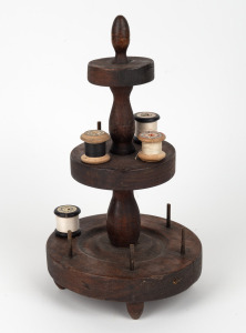 An antique Australian cedar bobbin reel holder, 19th century, 35cm high