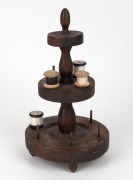 An antique Australian cedar bobbin reel holder, 19th century, 35cm high