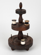 An antique Australian cedar bobbin reel holder, 19th century, 35cm high - 2