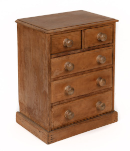 An antique Australian kauri pine apprentice chest, 19th century, 45cm high, 35cm wide, 25cm deep