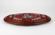 An antique Colonial Australian cedar footrest with brass bun feet and attractive floral beadwork tapestry top, mid 19th century, 58cm wide - 2