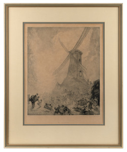 NORMAN LINDSAY (1879-1969), The Windmill, dry point etching, signed and titled lower margin, 36 x 28cm, 51 x 42 overall