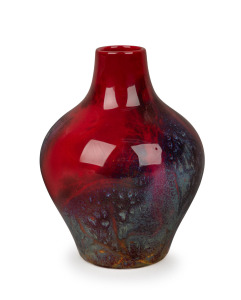ROYAL DOULTON "Sung" flambe vase by Noke and Moore, black factory mark to base, 14.5cm high.