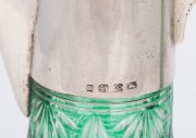 An Austrian silver mounted green overlay glass liqueur decanter with wheel cut engraved decoration, 19th/20th century, 18cm high. - 2